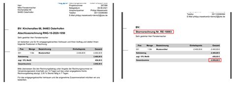 Prozess für das Stornieren und Korrigieren von Rechnungen