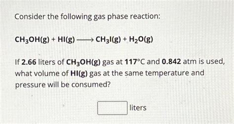 Solved Consider The Following Gas Phase Reaction Ch Oh G Chegg