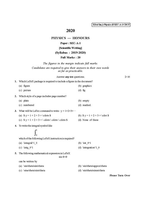 File Cu 2020 B Sc Honours Physics Semester Iii Paper Sec A 1 Qp Pdf