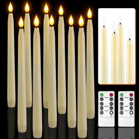 Lot De 10 Bougies Coniques Led Avec Télécommande Sans Flamme