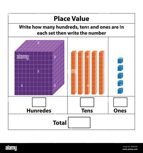 Place Value Hundreds Tens And Ones 10 Blocks And Single Blocks Vector Illustration Isolated