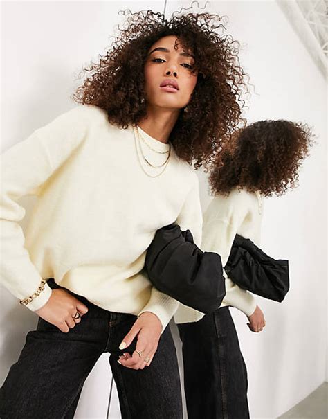 Asos Edition Crew Neck Sweater In Cream Asos