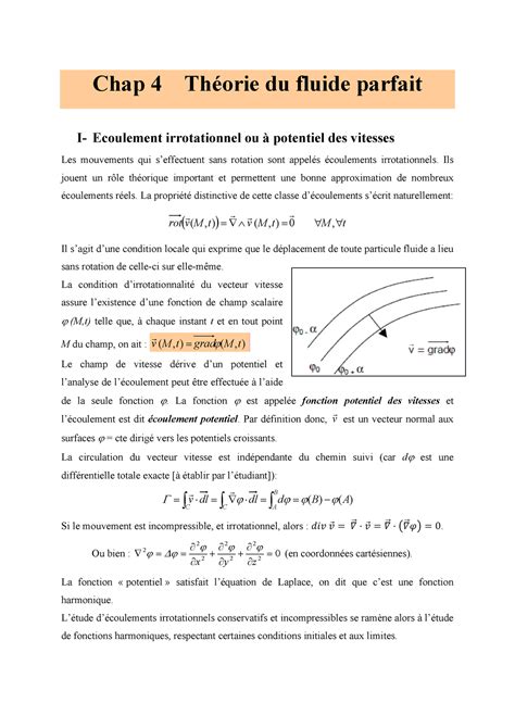 Chap 4 Théorie du fluide parfait Ils jouent un rôle théorique