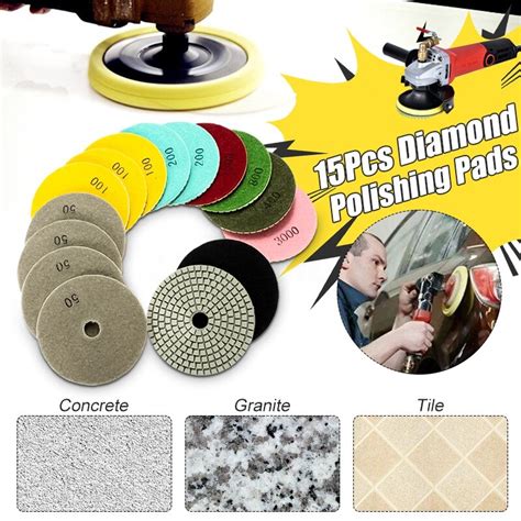 Pc Inch Diamond Polishing Pads Wet Dry Set Kit Grandado