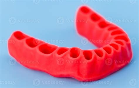 Model Of Human Gums Without Teeth Isolated On Blue 11319478 Stock Photo