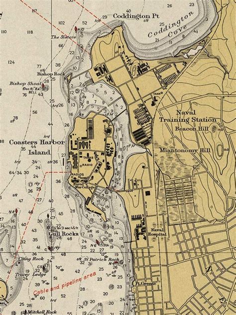 Newport Harbor RI 1931 Nautical Map by the USCGS Reprint - Etsy