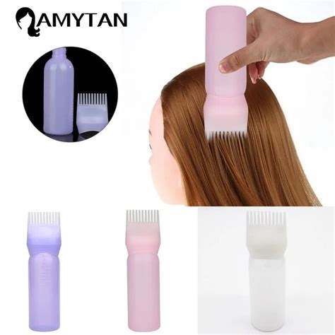 120ml Plastic Hair Dye Refillable Bottle Applicator Comb Oil Comb