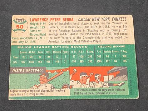 Lot Vg 1954 Topps Yogi Berra