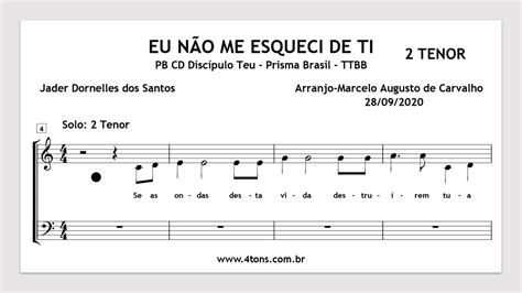 Ttbb T Eu N O Me Esqueci De Ti Tenor Midi Youtube