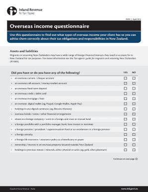 Fillable Online Overseas Income Questionnaire Fax Email Print PdfFiller