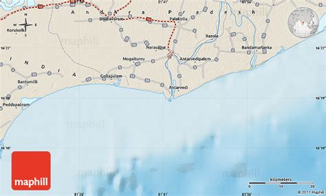 Shaded Relief Map of Bhīmavaram