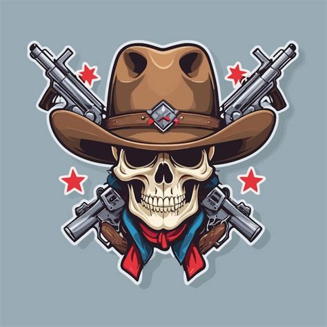 Premium Vector Cowboy Skull With Guns Vector