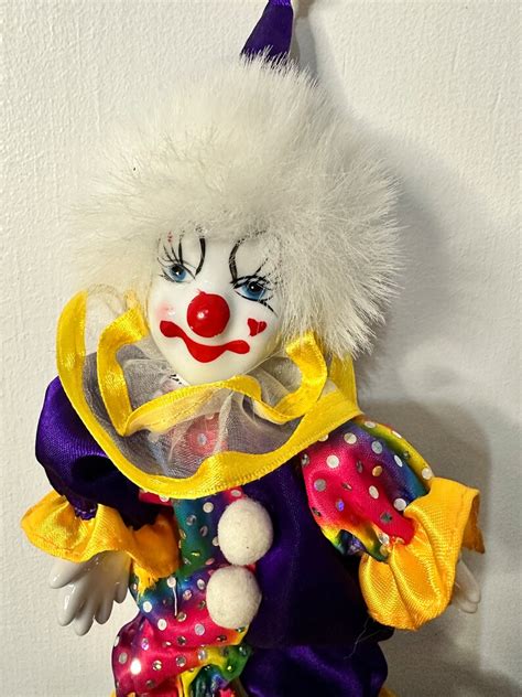 Vintage Clown Colorful Clown Doll Porcelain Head Sandbag Body Etsy