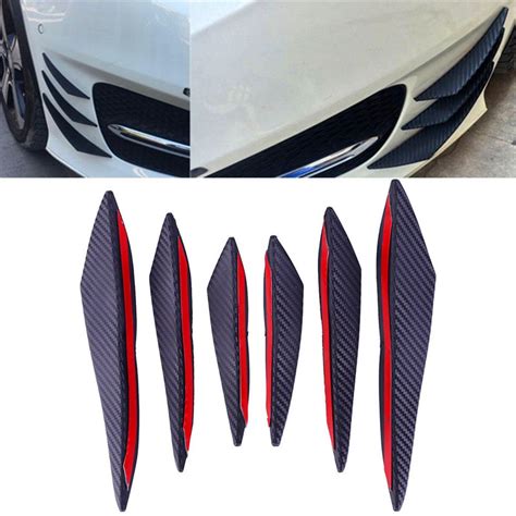 6pcs Carbon Fiber Style Car Front Bumper Lip Splitter Body Spoiler Canards Shopee Malaysia