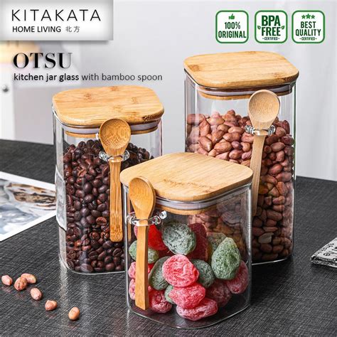 Jual KITAKATA OTSU Toples Kaca Penutup Kayu Kedap Udara Transparan