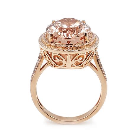 Diamond Morganite Ring In 14k Rose Gold