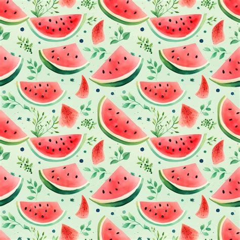 Premium Photo Watercolor Illustration Of A Watermelon Pattern