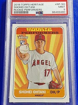 2018 Topps Heritage PSA Mint 9 Shohei Ohtani RC Rookie Performers