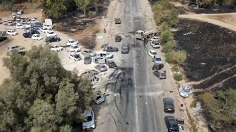 Drone video shows aftermath of Hamas attack on music festival