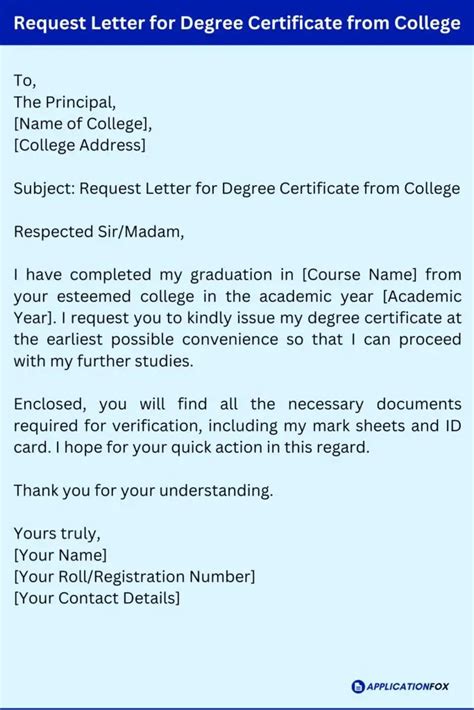 Samples Request Letter For Degree Certificate