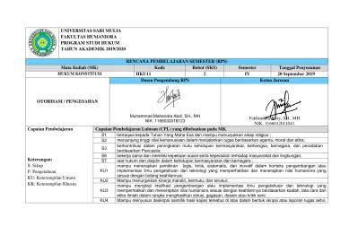 Rencana Pembelajaran Semester Rps Mata Kuliah Mk Kode Bobot Sks