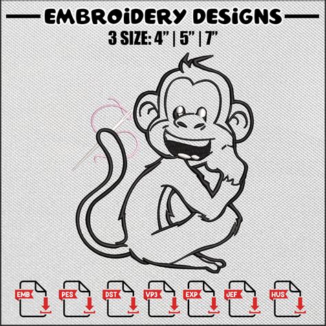 Monkey Embroidery Design Animal Embroidery Monkey Design Inspire