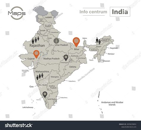 India Map Individual Regions Names Infographics Stock Vector (Royalty ...