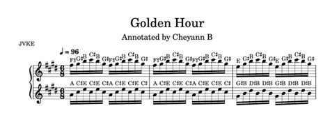 Golden Hour By Jvke Piano Sheet Music With Letters Etsy