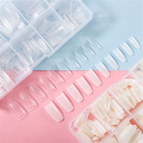 Fantesi 1000 Pcs Acrylic Half Cover French Nail Tips Coffin Shape