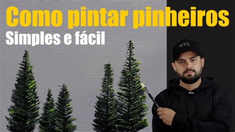 Como pintar pinheiros SIMPLES E FÁCIL Pintura em tela YouTube