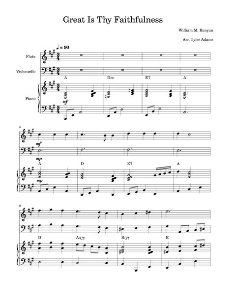 Great Is Thy Faithfulness Flute And Cello Duet With Piano Arr Tyler