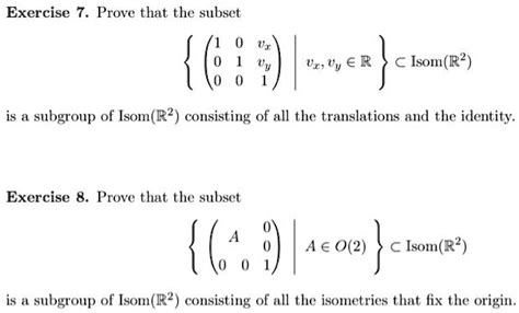 SOLVED Exercise 7 Prove That The Subset Vs Y R Isom R Is A