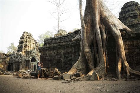 Cambodia Angkor Ta Prohm Temple Tomb Raider Film Location Stock Photo