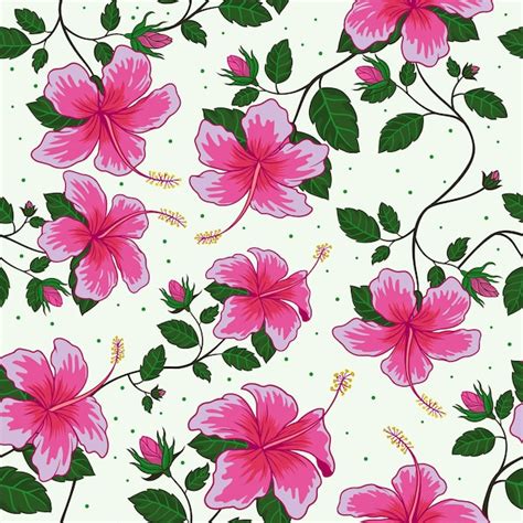 Premium Vector Seamless Pattern Of Pink Hibiscus Flower