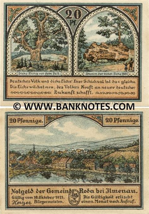 Germany Town of Roda bei Ilmenau 1921 Notgeld Set - German Currency ...