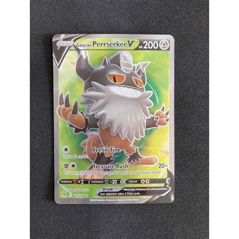 Pokemon Tcg Galarian Perrserker V Full Art 183 196 Nm Shopee