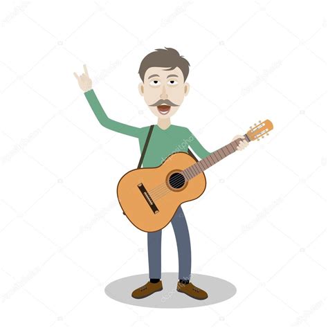 El hombre canta y toca la guitarra Ilustración vectorial 2023