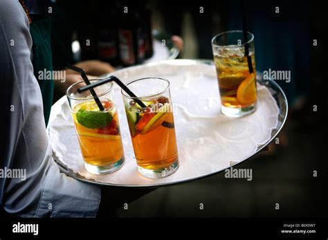 waiter serving drinks stock photo alamy