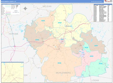 Muhlenberg County, KY Wall Map Color Cast Style by MarketMAPS - MapSales.com