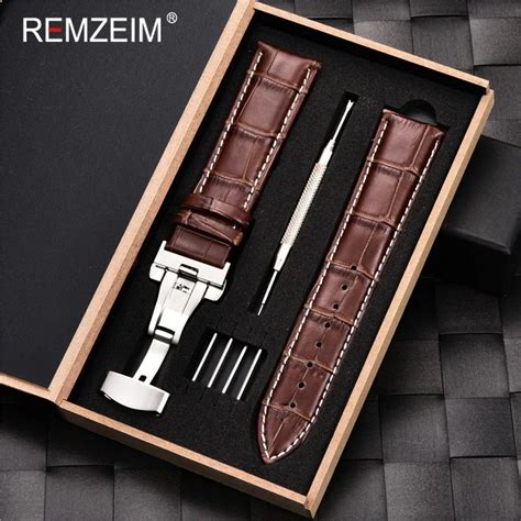 REMZEIM Watchband 16 17 18 19 20 21 22 23 24mm Calf Genuine Leather