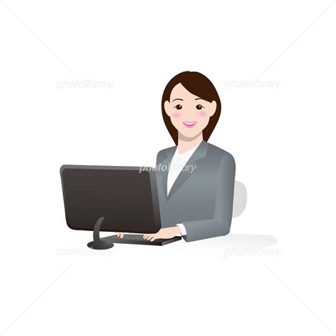 スーツを着たpcオペレーターの女性のイラスト イラスト素材 961049 フォトライブラリー Photolibrary