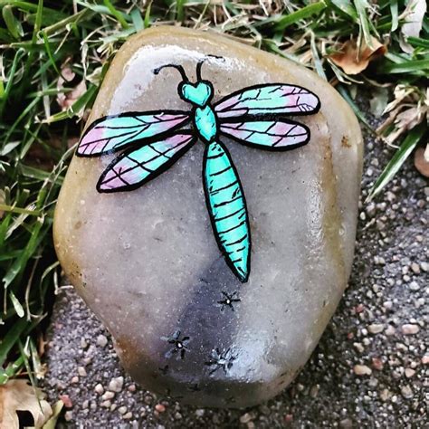 Dragonfly Handpainted Rock Etsy