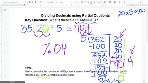 Dividing With Decimal Quotients