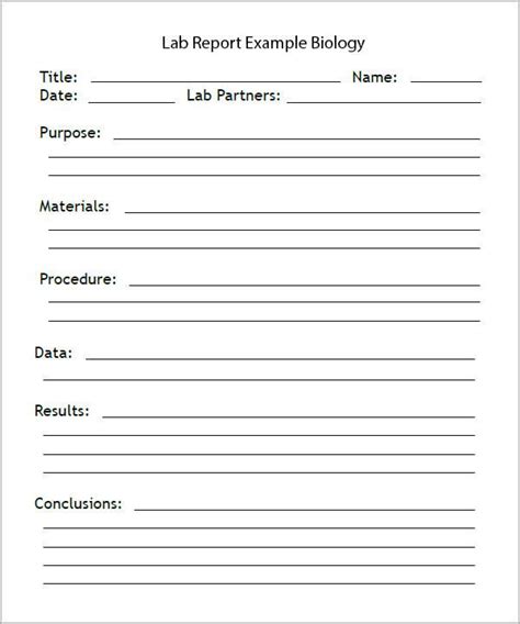 Biology Lab Report Template 3 Professional Templates Lab Report Lab Report Template