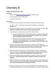 Exploringequilibriumlab Pdf Chemistry B Exploring Equilibrium Lab