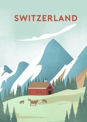 Switzerland Poster Picture Metal Print Paint By Caravan Studio