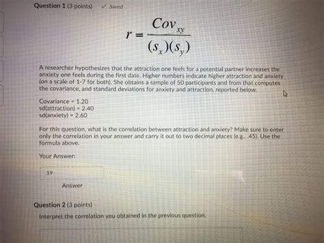 Solved Question 1 3 Points Saved Cov R Ss A