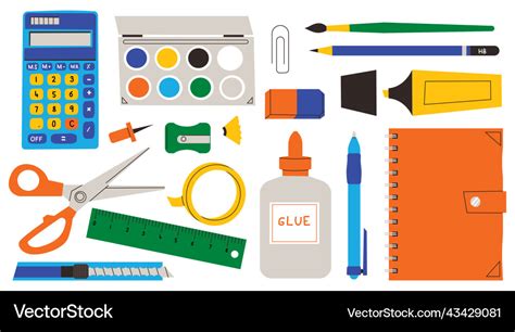 Set of stationery items for the student Royalty Free Vector