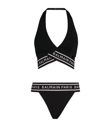 Balmain Logo Tape Triangle Bikini Harrods Us