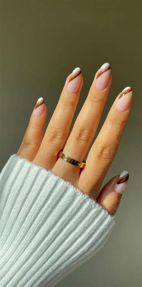 Embrace Autumn With Stunning Nail Art Ideas Layered Brown Side French